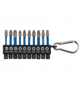 Draper Expert Impact Screwdriver Bit Set, 50mm, 1/4 Hex (10 Piece)