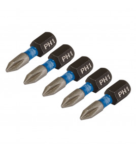 Draper Expert Cross Slot/PH Type Impact Screwdriver Bits, No.1 x 25mm, 1/4 Hex (Pack of 5)