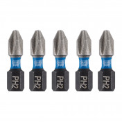 Draper Expert Cross Slot/PH Type Impact Screwdriver Bits, No.2 x 25mm, 1/4 Hex (Pack of 5)