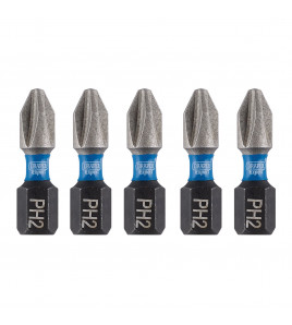 Draper Expert Cross Slot/PH Type Impact Screwdriver Bits, No.2 x 25mm, 1/4 Hex (Pack of 5)