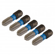 Draper Expert Cross Slot/PH Type Impact Screwdriver Bits, No.3 x 25mm, 1/4 Hex (Pack of 5)