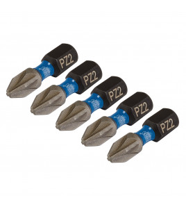 Draper Expert PZ-Type Impact Screwdriver Bits, No.2 x 25mm, 1/4 Hex (Pack of 5)