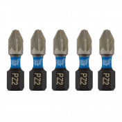 Draper Expert PZ-Type Impact Screwdriver Bits, No.2 x 25mm, 1/4 Hex (Pack of 5)