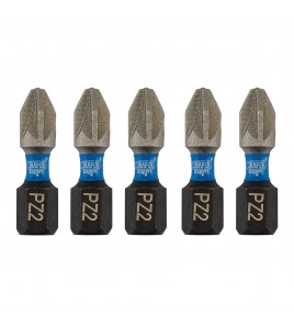 Draper Expert PZ-Type Impact Screwdriver Bits, No.2 x 25mm, 1/4 Hex (Pack of 5)