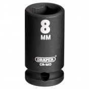 Draper Expert HI-TORQ® 6 Point Impact Socket, 1/4 Sq. Dr., 8mm