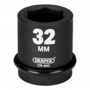 Draper Expert HI-TORQ® 6 Point Impact Socket, 1 Sq. Dr., 32mm