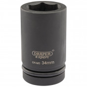 Draper Expert HI-TORQ® 6 Point Deep Impact Socket, 1 Sq. Dr., 34mm