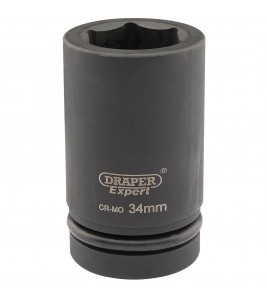 Draper HI-TORQ® 6 Point Deep Impact Socket, 1 Sq. Dr., 34mm