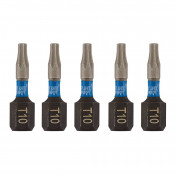 Draper Expert TX-STAR® Impact Screwdriver Bits, T10 x 25mm, 1/4 Hex (Pack of 5)