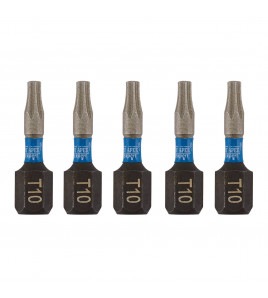 Draper Expert TX-STAR® Impact Screwdriver Bits, T10 x 25mm, 1/4 Hex (Pack of 5)