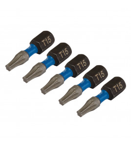 Draper Expert TX-STAR® Impact Screwdriver Bits, T15 x 25mm, 1/4 Hex (Pack of 5)