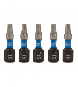 Draper Expert TX-STAR® Impact Screwdriver Bits, T15 x 25mm, 1/4 Hex (Pack of 5)