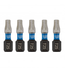 Draper Expert TX-STAR® Impact Screwdriver Bits, T25 x 25mm, 1/4 Hex (Pack of 5)