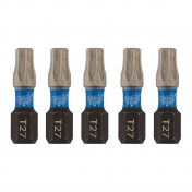 Draper Expert TX-STAR® Impact Screwdriver Bits, T27 x 25mm, 1/4 Hex (Pack of 5)