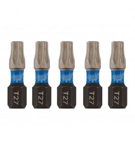 Draper Expert TX-STAR® Impact Screwdriver Bits, T27 x 25mm, 1/4 Hex (Pack of 5)