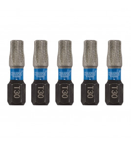 Draper Expert TX-STAR® Impact Screwdriver Bits, T30 x 25mm, 1/4 Hex (Pack of 5)
