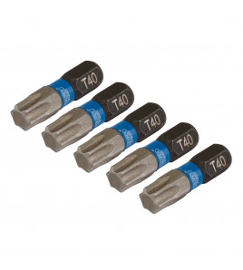 Draper Expert TX-STAR® Impact Screwdriver Bits, T40 x 25mm, 1/4 Hex (Pack of 5)