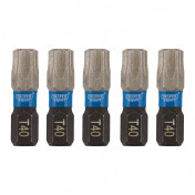 Draper Expert TX-STAR® Impact Screwdriver Bits, T40 x 25mm, 1/4 Hex (Pack of 5)