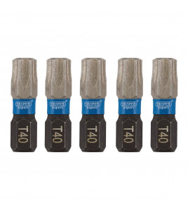 Draper Expert TX-STAR® Impact Screwdriver Bits, T40 x 25mm, 1/4 Hex (Pack of 5)