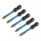 Draper Expert Cross Slot/PH Type Impact Screwdriver Bits, No.1 x 50mm, 1/4 Hex (Pack of 5)