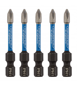 Draper Expert Cross Slot/PH Type Impact Screwdriver Bits, No.1 x 50mm, 1/4 Hex (Pack of 5)