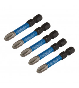 Draper Expert Cross Slot/PH Type Impact Screwdriver Bits, No.3 x 50mm, 1/4 Hex (Pack of 5)