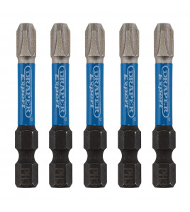 Draper Expert Cross Slot/PH Type Impact Screwdriver Bits, No.3 x 50mm, 1/4 Hex (Pack of 5)