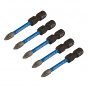 Draper Expert PZ-Type Impact Screwdriver Bits, No.1 x 50mm, 1/4 Hex (Pack of 5)