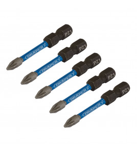 Draper Expert PZ-Type Impact Screwdriver Bits, No.1 x 50mm, 1/4 Hex (Pack of 5)