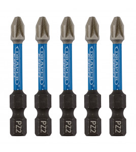 Draper Expert PZ-Type Impact Screwdriver Bits, No.2 x 50mm, 1/4 Hex (Pack of 5)