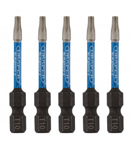 Draper Expert TX-STAR® Impact Screwdriver Bits, T10 x 50mm, 1/4 Hex (Pack of 5)