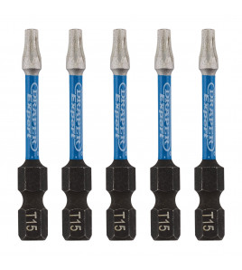 Draper Expert TX-STAR® Impact Screwdriver Bits, T15 x 50mm, 1/4 Hex (Pack of 5)