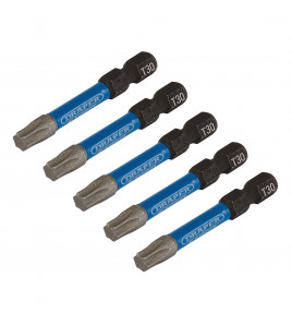 Draper Expert TX-STAR® Impact Screwdriver Bits, T30 x 50mm, 1/4 Hex (Pack of 5)