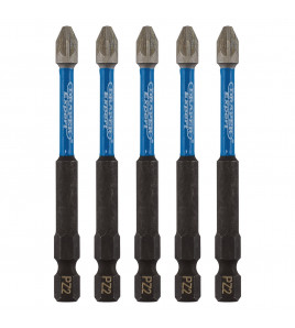 Draper Expert PZ-Type Impact Screwdriver Bits, No.2 x 75mm, 1/4 Hex (Pack of 5)