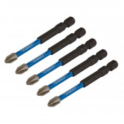 Draper Expert Cross Slot/PH Type Impact Screwdriver Bits, No.2 x 75mm, 1/4 Hex (Pack of 5)