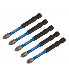 Draper Expert Cross Slot/PH Type Impact Screwdriver Bits, No.2 x 75mm, 1/4 Hex (Pack of 5)