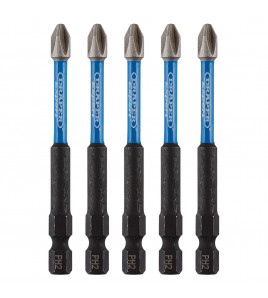 Draper Expert Cross Slot/PH Type Impact Screwdriver Bits, No.2 x 75mm, 1/4 Hex (Pack of 5)