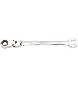 Metric Combination Spanner with Flexible Head and Double Ratcheting Features (9mm)