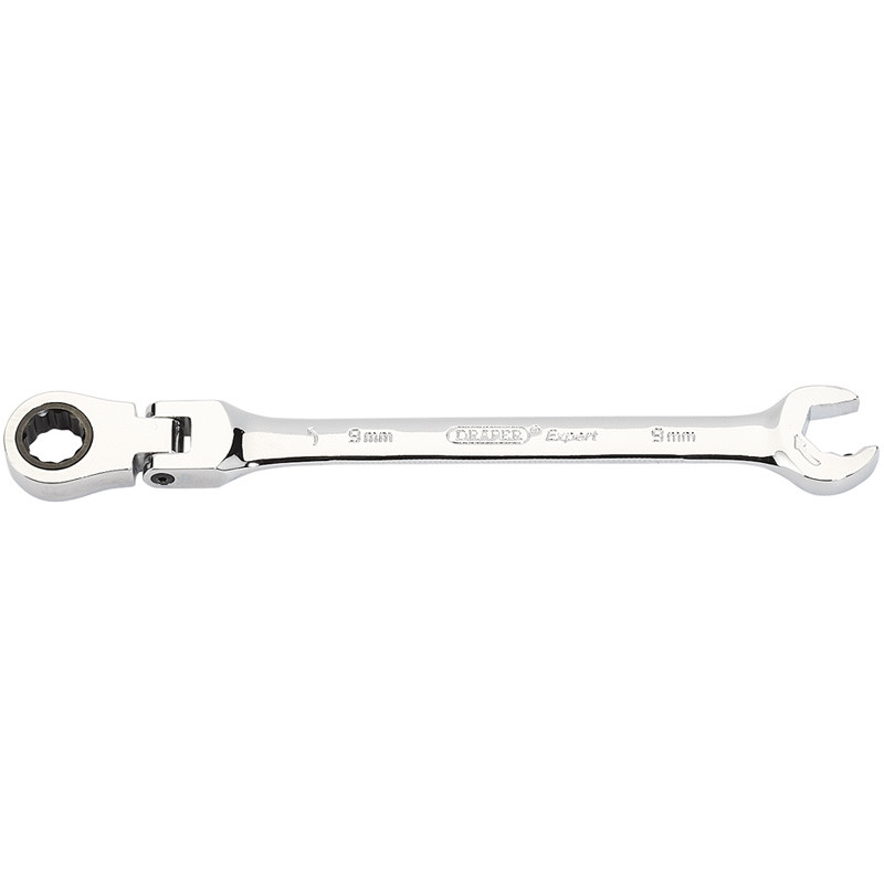 Metric Combination Spanner with Flexible Head and Double Ratcheting Features (9mm)