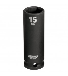 Draper HI-TORQ® 6 Point Deep Impact Socket, 3/8 Sq. Dr., 15mm