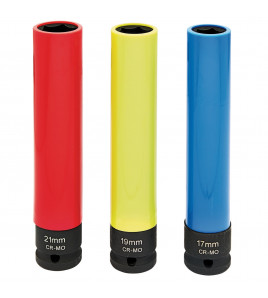 Extra Long Alloy Wheel Nut Socket Set, 1/2 Sq. Dr. 150mm (3 Piece)