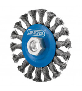 Steel Twist-Knot Flat Wire Wheel Brush, 100mm, M14