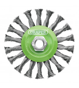 Stainless-Steel Twist-Knot Flat Wire Wheel Brush, 115mm, M14