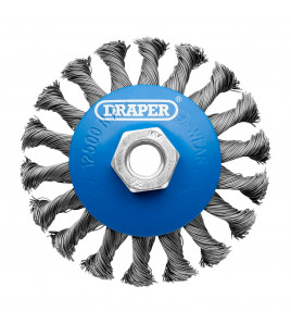 Steel Bevelled Twist-Knot Wire Wheel Brush, 100mm, M14