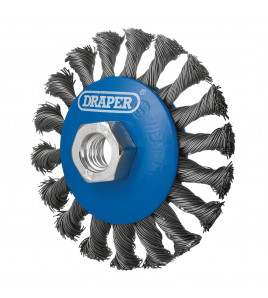 Steel Bevelled Twist-Knot Wire Wheel Brush, 100mm, M14