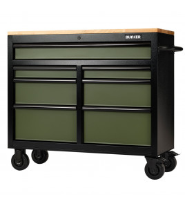 BUNKER® 7 Drawer Workbench Roller Tool Cabinet, 41, Green