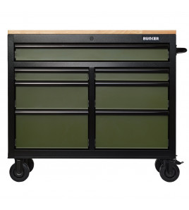 BUNKER® 7 Drawer Workbench Roller Tool Cabinet, 41, Green