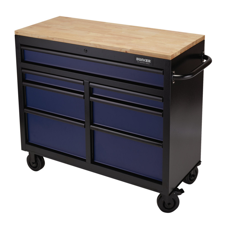 BUNKER 7 Drawer Workbench Roller Tool Cabinet, 41, Blue