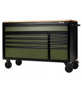 BUNKER® 10 Drawer Workbench Roller Tool Cabinet, 56, Green