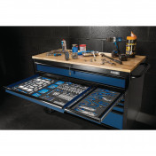 BUNKER® 10 Drawer Workbench Roller Tool Cabinet, 56, Blue